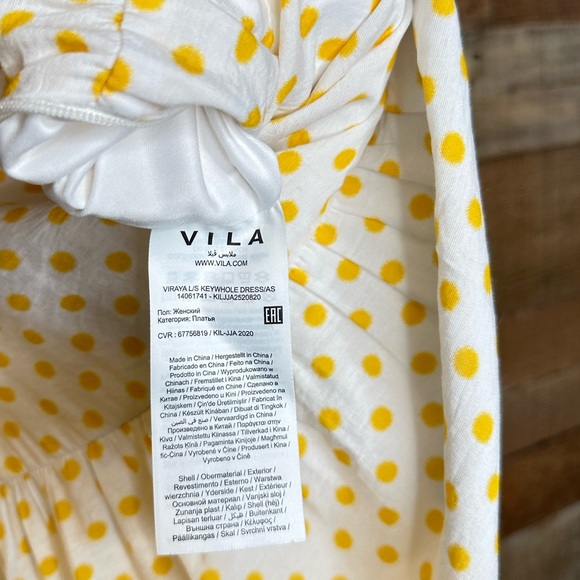 Vila midi dress with balloon sleeve in yellow spot - Picture 15 of 15